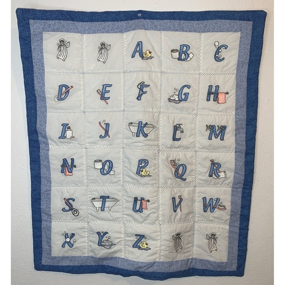 Handmade Other - Vintage Style ABC Baby Blanket Quilt Crib Bedding Bath Theme Letters